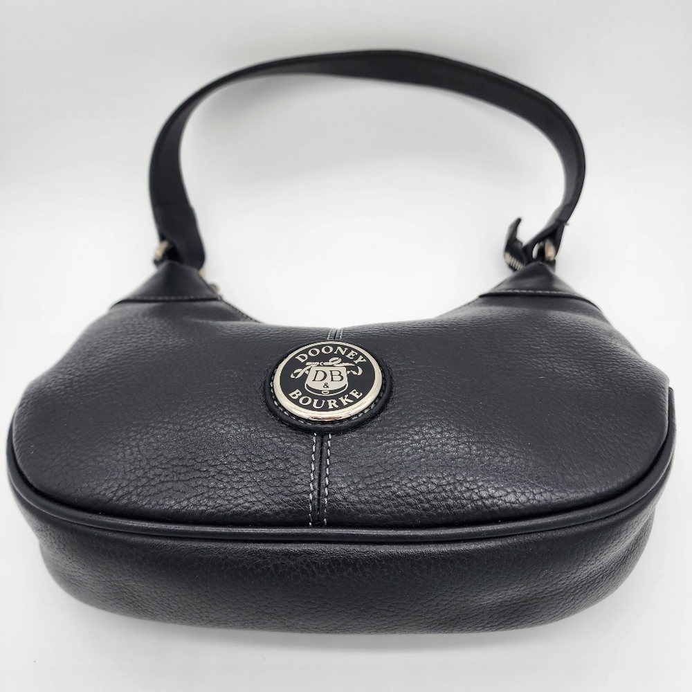 Dooney & Bourke Y2K Small Black Pebbled Leather Hobo Bag - Picture 5 of 16